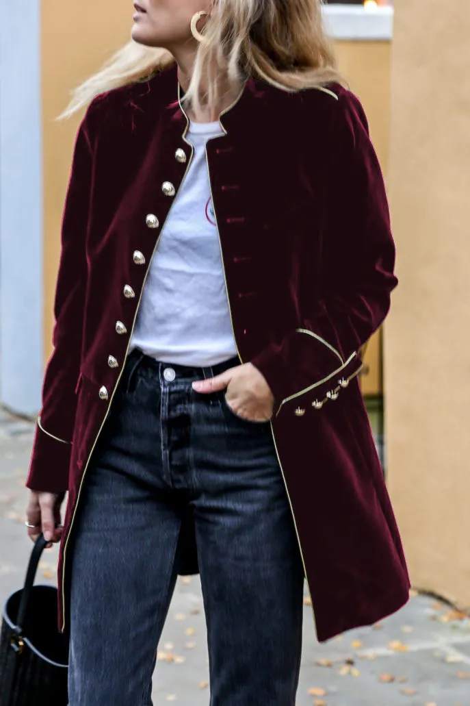 Single Breasted Collarless Coat