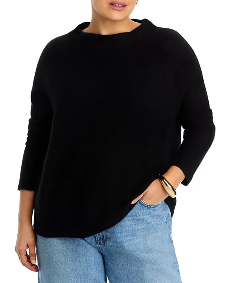 Cashmere Mock Neck Brushed Cashmere Sweater