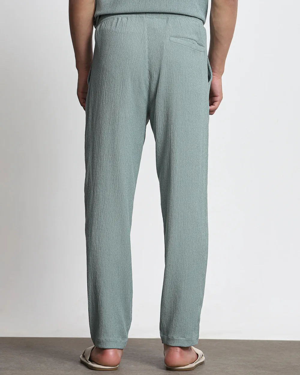 Classic Versatile Comfortable Slim-Fit Straight-Leg Green Trousers