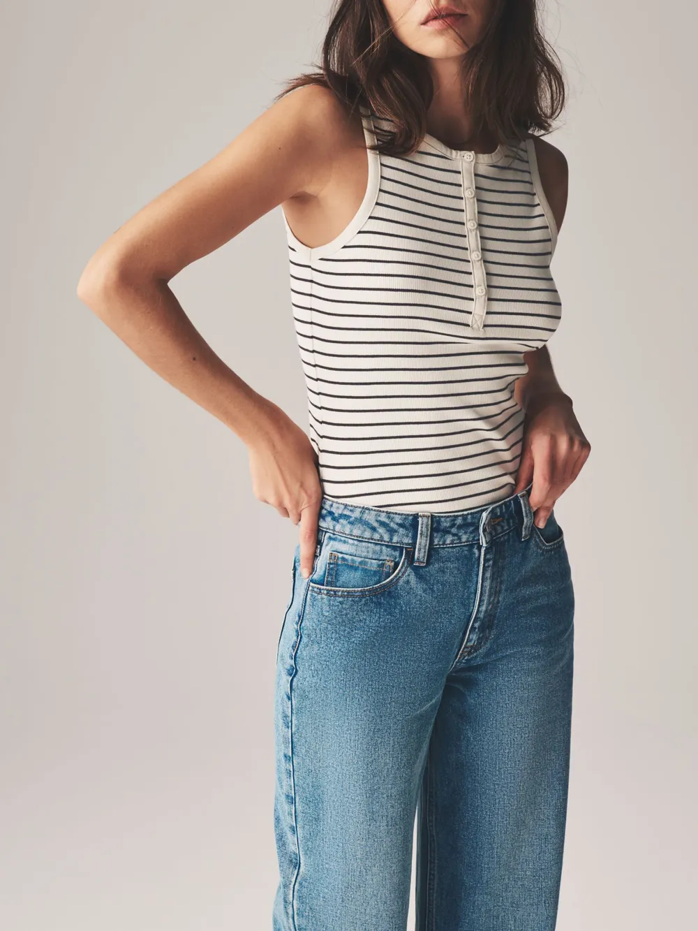 Ribbed Henley Tank Top Set 4 Pieces