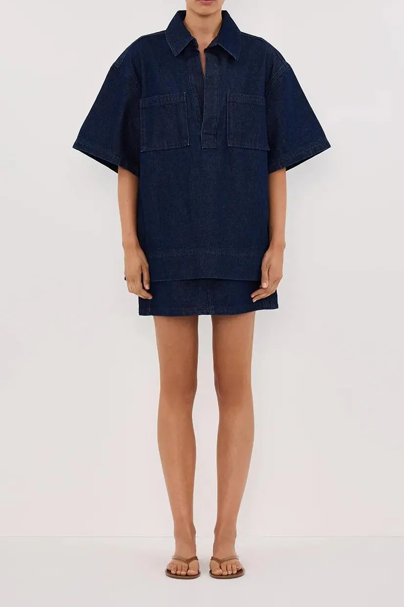 INDIGO DENIM MINI SKIRT