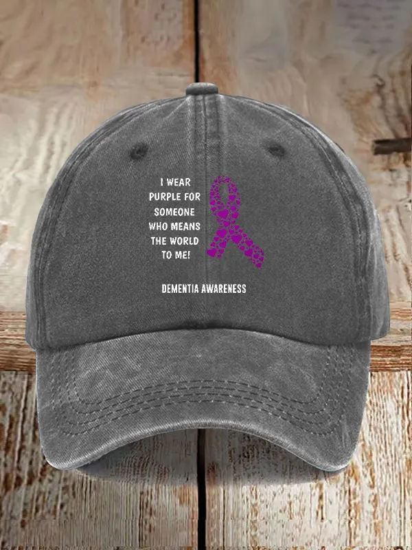 I Wear Purple For Someone Dementia Awareness Print Baseball Cap