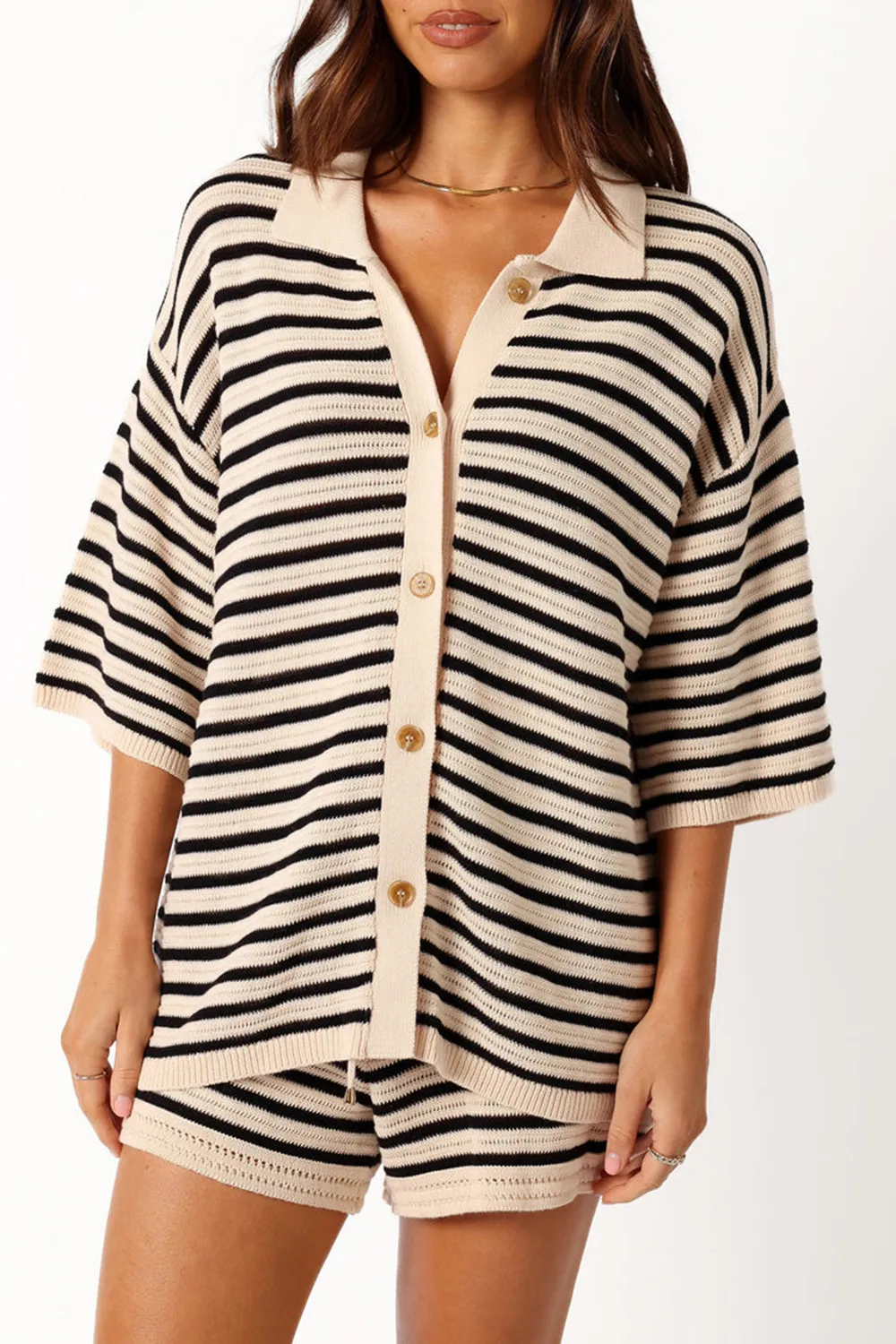 SAND WHITE KNIT SHIRT