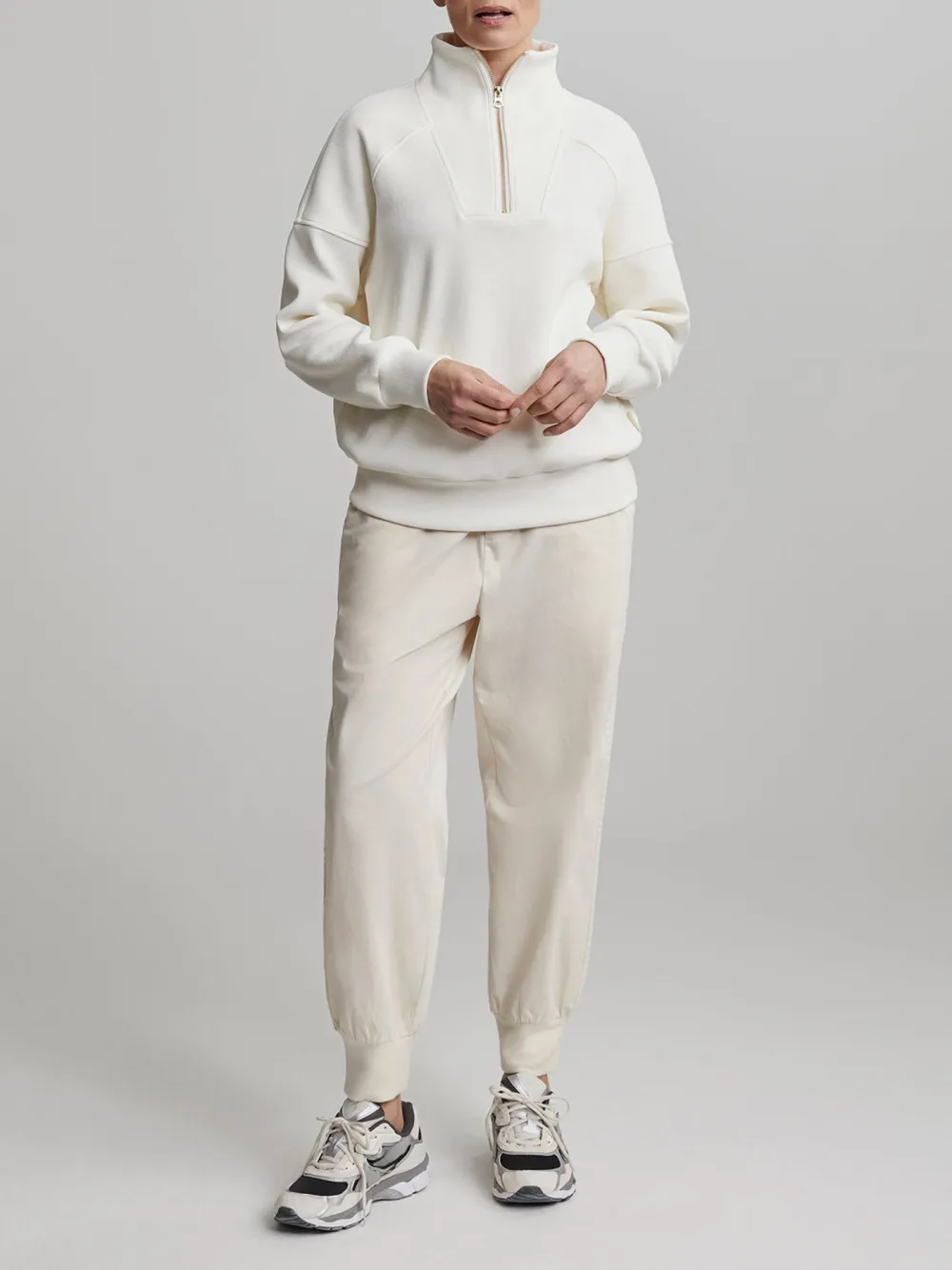 Modern Half-Zip Stand-Collar Waffle Sweatshirt