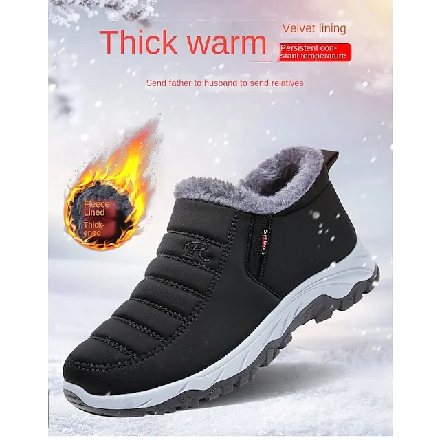 Women's Sneakers Boots Snow Boots Plus Size Hiking Boots Daily Fleece Lined Booties Ankle Boots Winter Wedge Heel Round Toe Fashion Cute Plush Hiking Satin Loafer Solid Color Wine Black