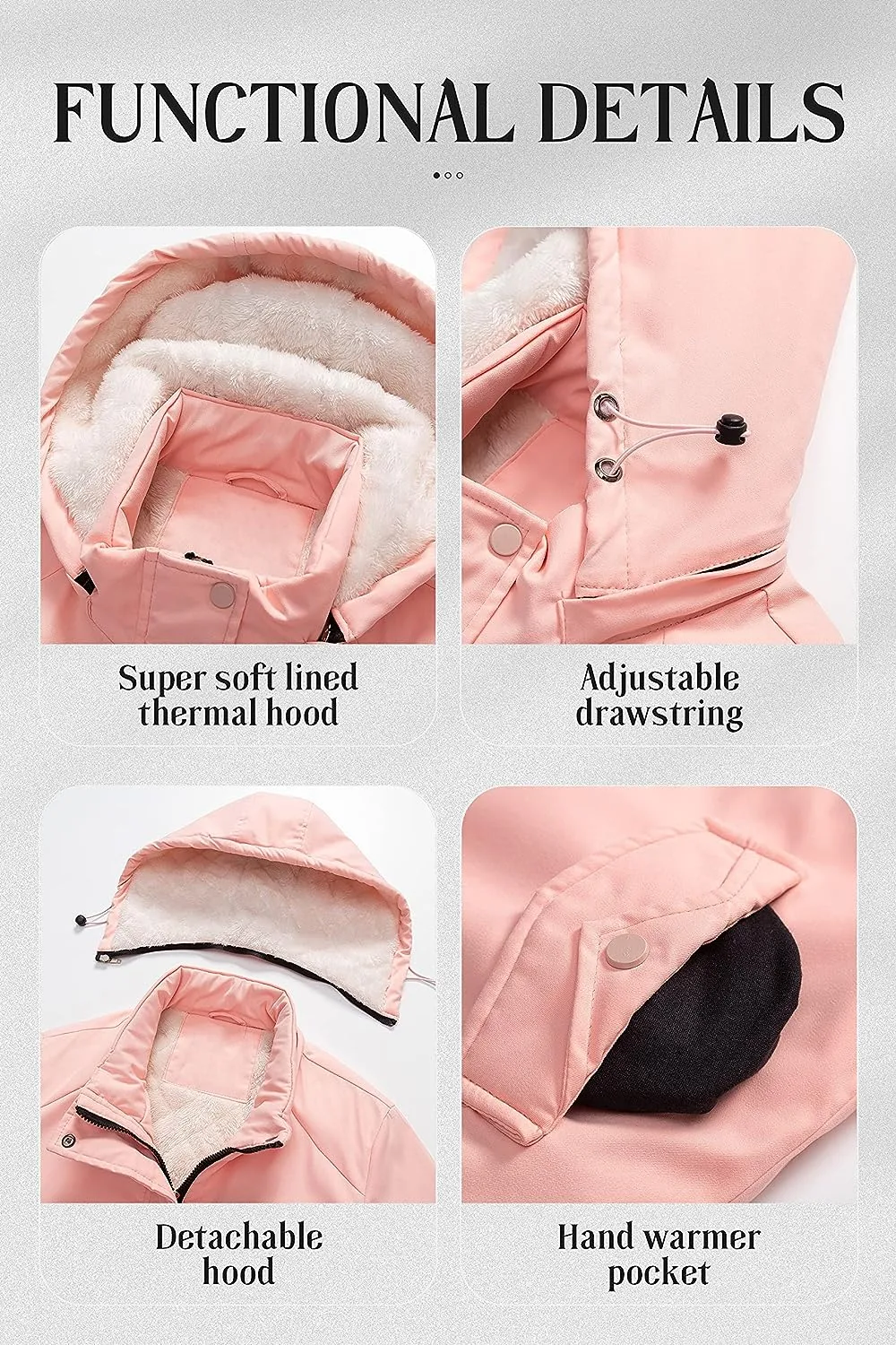 Women's Mid-Length Parka Winter Outerwear Jacket Soft Fleece Warm Snow Coat