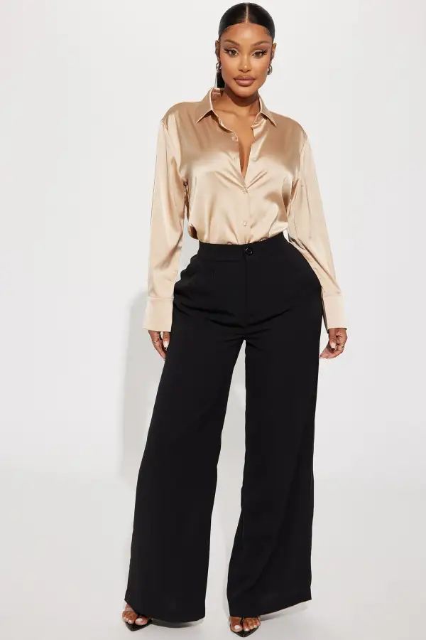 Feelin' Popular Satin Shirt - Taupe