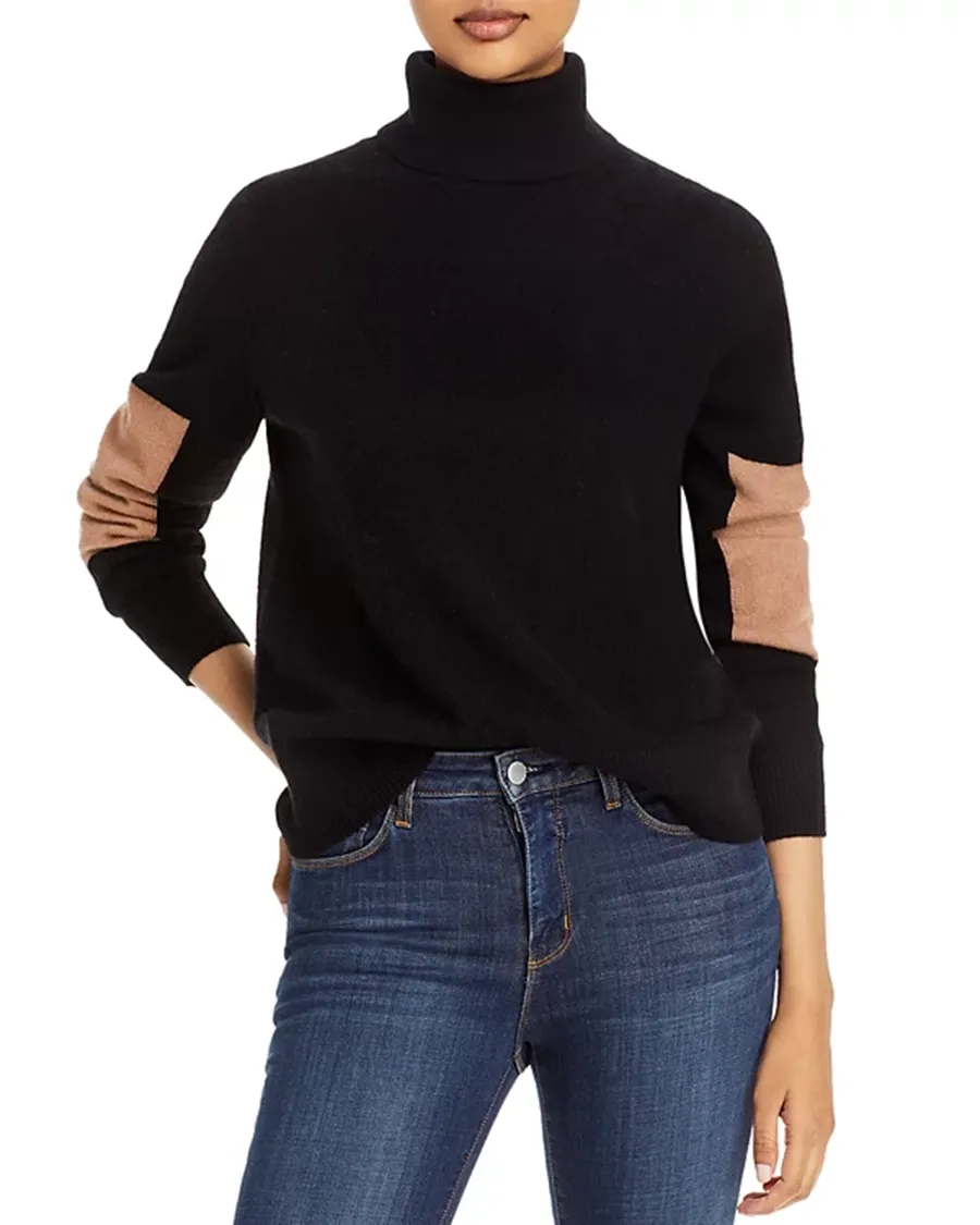 Color Block Elbow Cashmere Sweater
