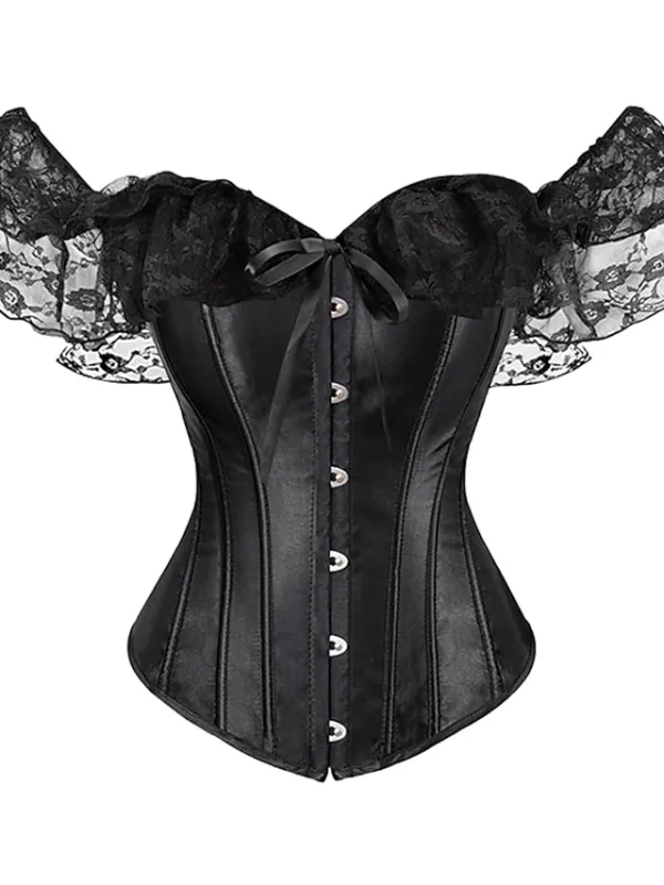 Corset Women's Tops Corsets Trachtenmieder Halloween Prom Wedding Party Birthday Party Black White Pink Sexy Country Simple Style Buckle Lace Up Lace Retro Push Up Lace Pure Color All Seasons