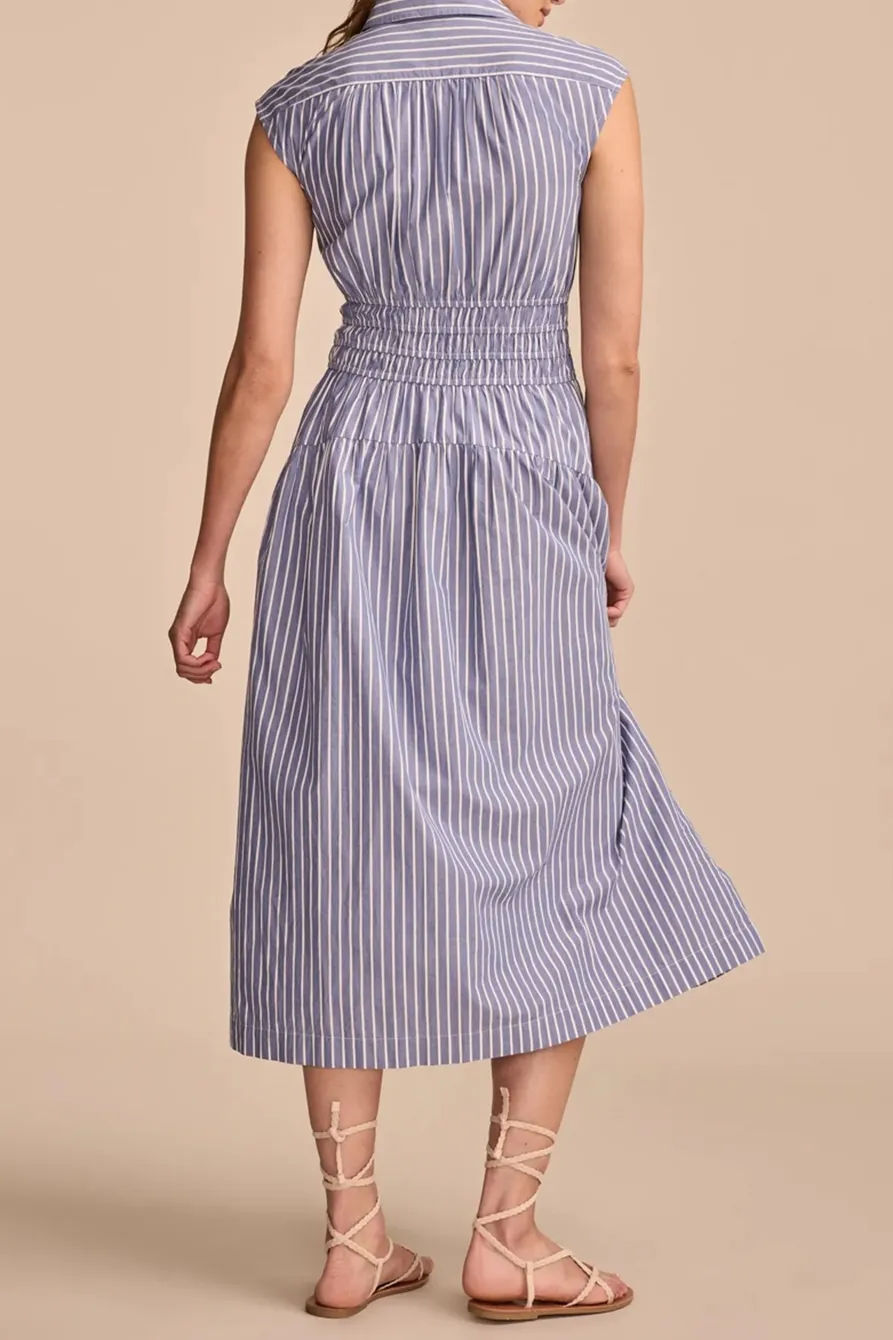 Smocked Dropped Waist Midi Dress