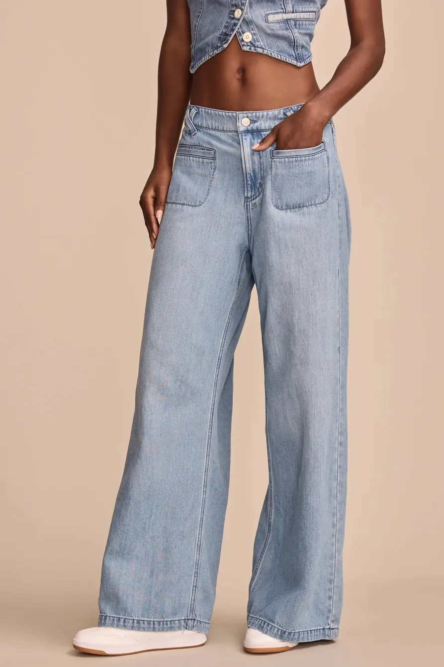 Light Wash Denim Flip Side Wash Palazzo