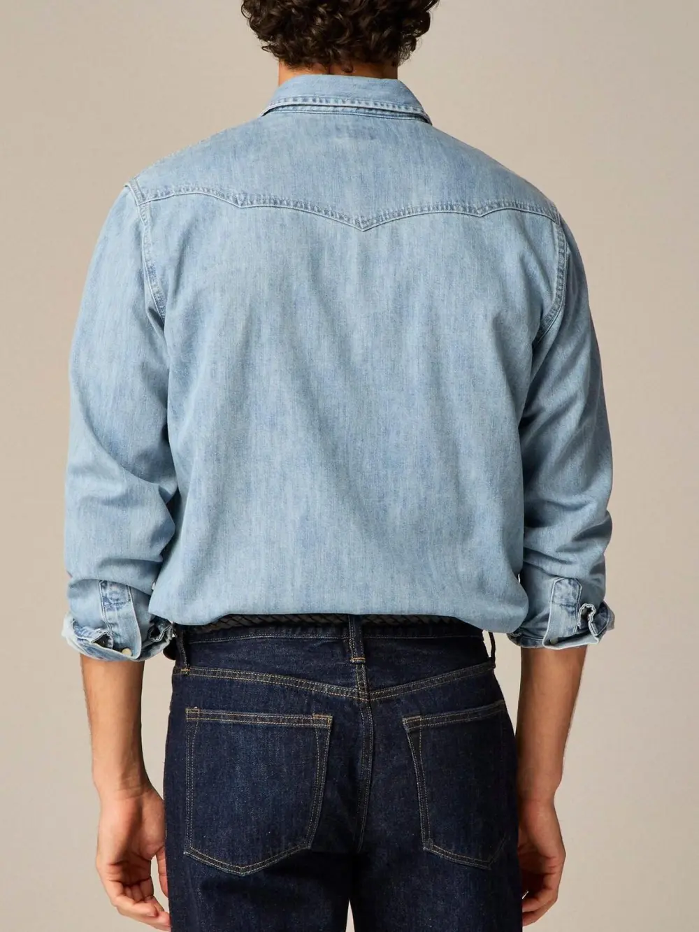 Light Blue Cotton Washed Denim Long Sleeve Shirt