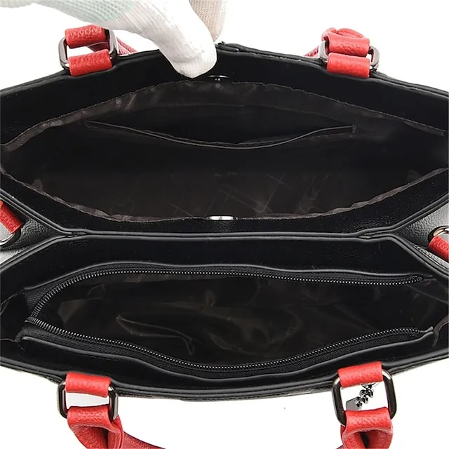 Women's Handbag Shoulder Bag PU Leather Outdoor Daily Large Capacity Waterproof Durable Letter Black / Red Black & Yellow