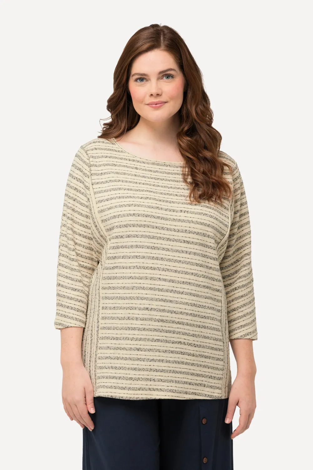 Sweatshirt Streifen Rundhals 3/4-Arm Biobaumwolle