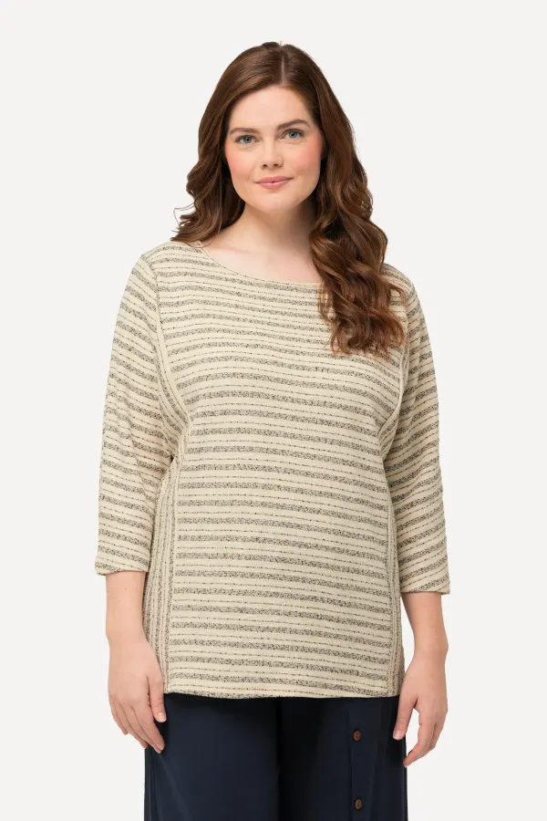 Sweatshirt Streifen Rundhals 3/4-Arm Biobaumwolle