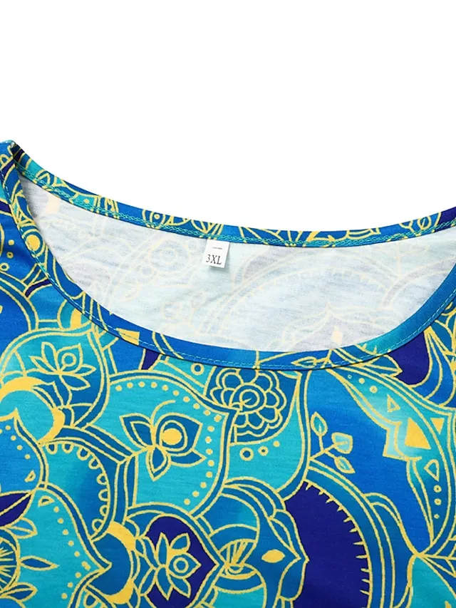 Women's Casual Dress Ethnic Dress Shift Dress Long Dress Maxi Dress Black Pink Wine Short Sleeve Floral Print Spring Summer Crew Neck Vintage Daily Vacation Weekend 2023 S M L XL XXL 3XL