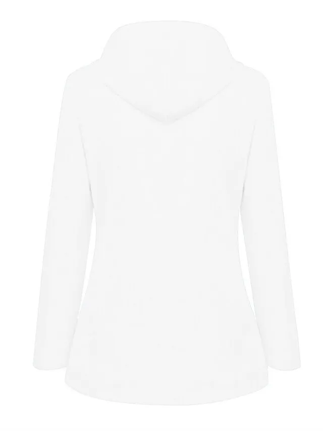 Women's Winter Coat Hoodie Jacket Windproof Warm Street Sport Daily Wear Vacation Button Pocket Drawstring with Pockets Single Breasted Hoodie Fashion Daily Plush Street Style Solid Color Regular Fit