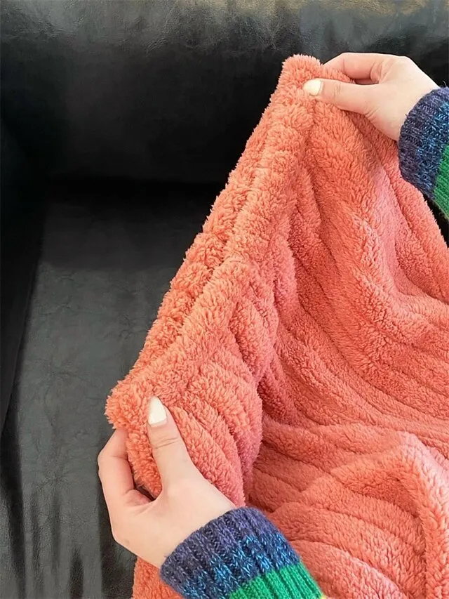 Women's Fleece Fluffy Fuzzy Warm Pajamas Sets Fruit Fashion Casual Comfort Home Daily Bed Flannel Warm V Wire Long Sleeve Cardigan Pant Button Pocket Fall Winter Pink Red