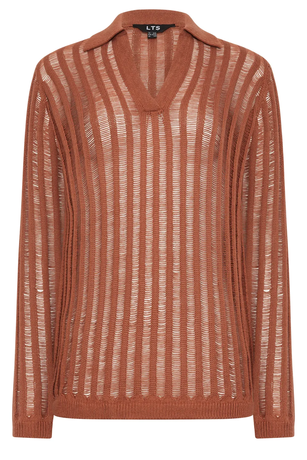 LTS Tall Ivory White Collared Crochet Jumper