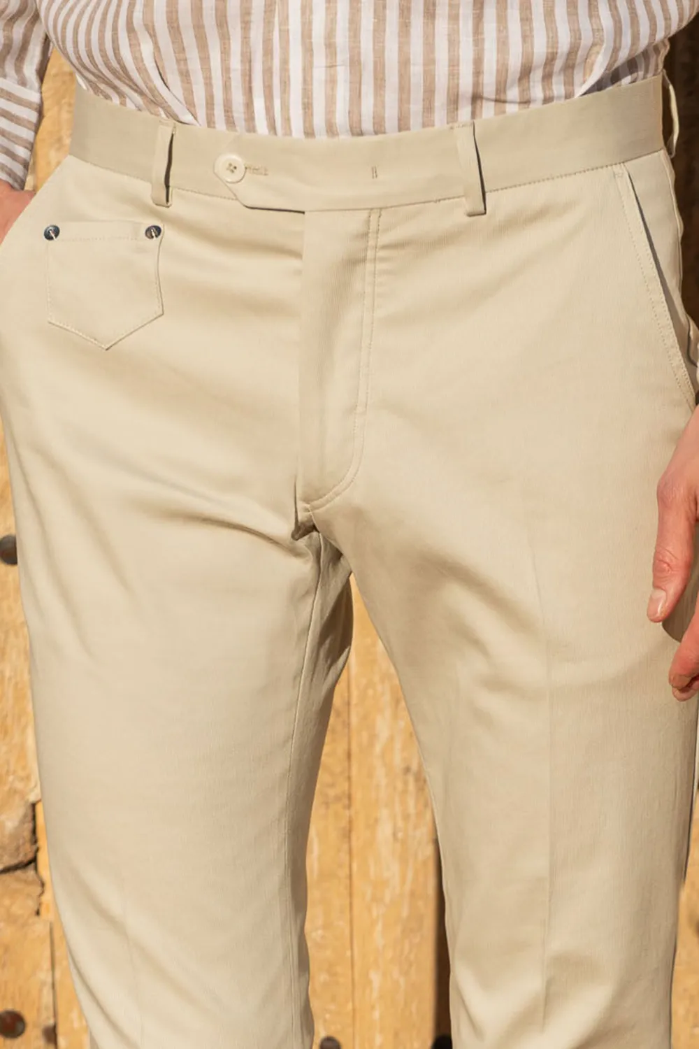 Ecru Cotton Trousers