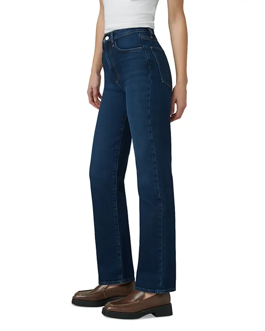 Blue Straight Leg High Rise Jeans