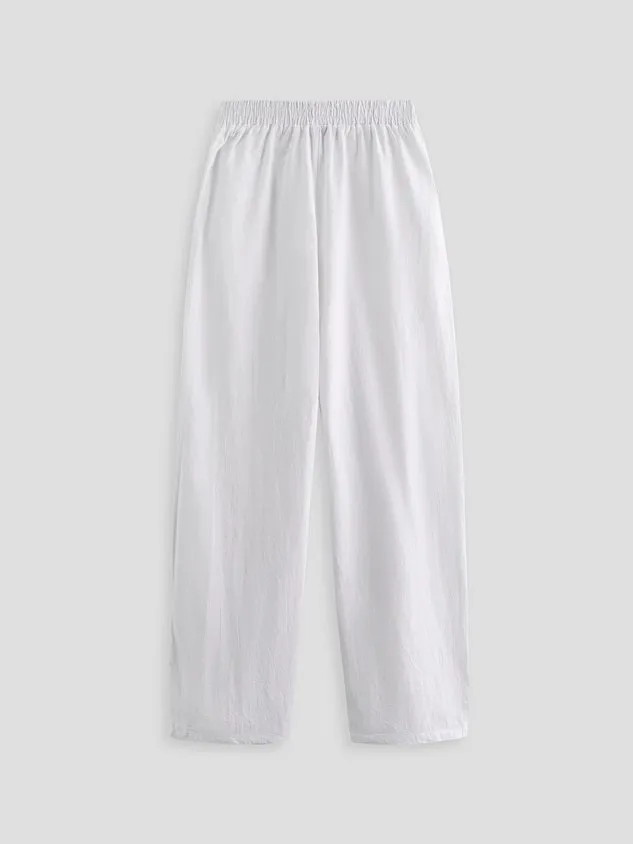 Vacation Casual Loosen Cotton Linen Solid Pants(⚡Clearance Sale)