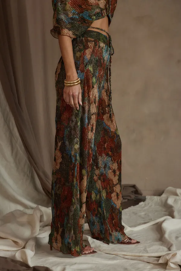 Multicolor Metallic Floral Pant