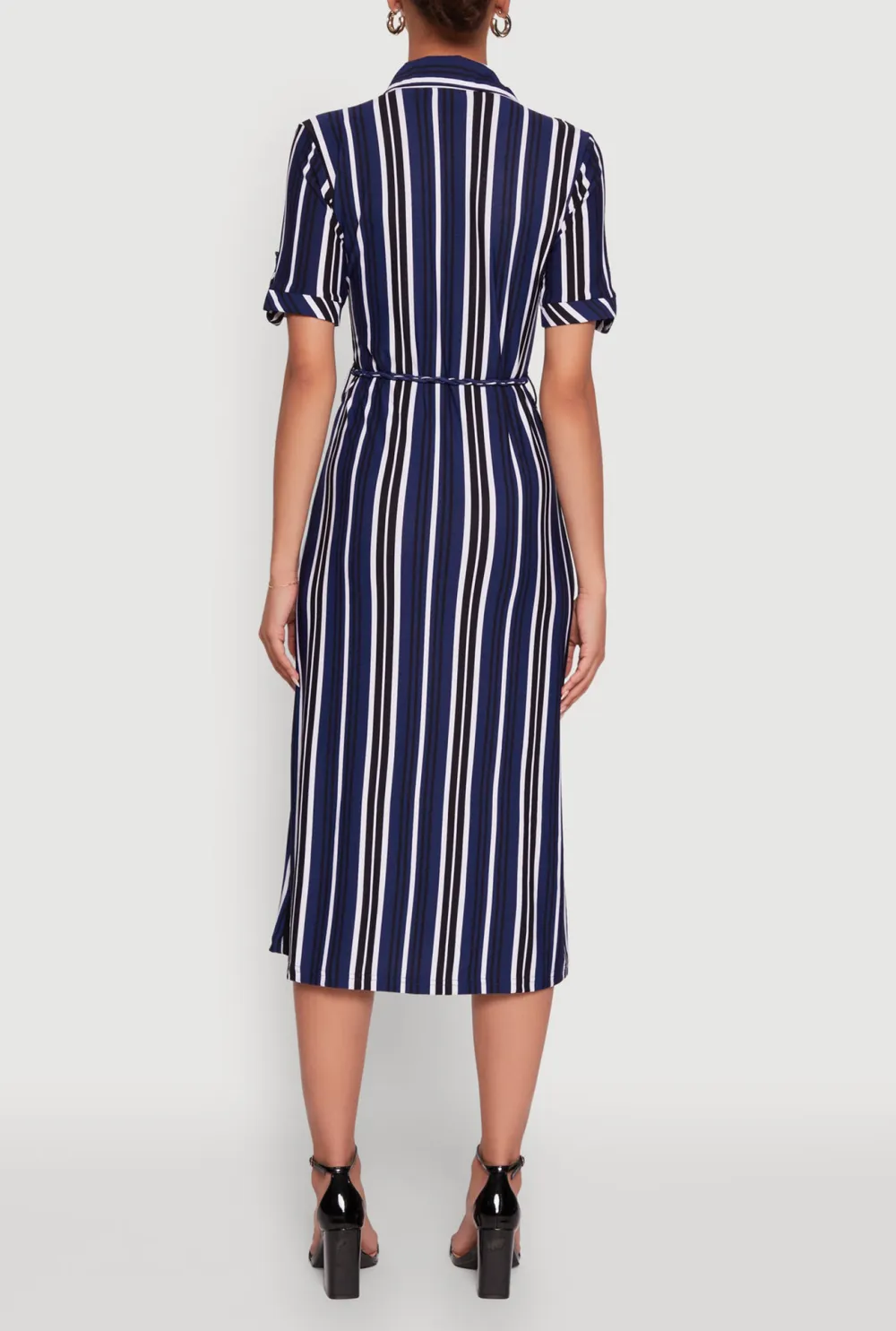 Striped Lace Up Dress