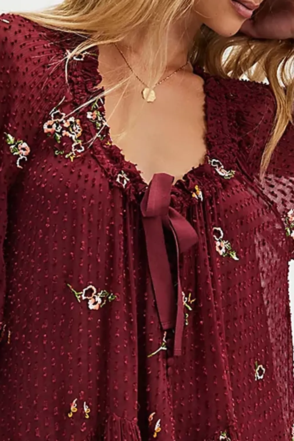 Tie Neck Flutter Sleeve Floral Mini Dress