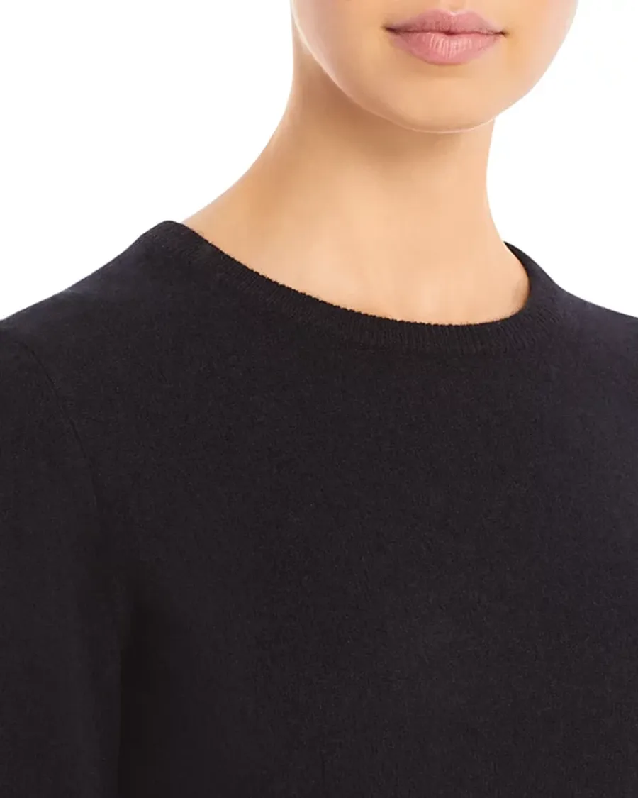 Casual Style Ribbed Crewneck Cashmere Sweater
