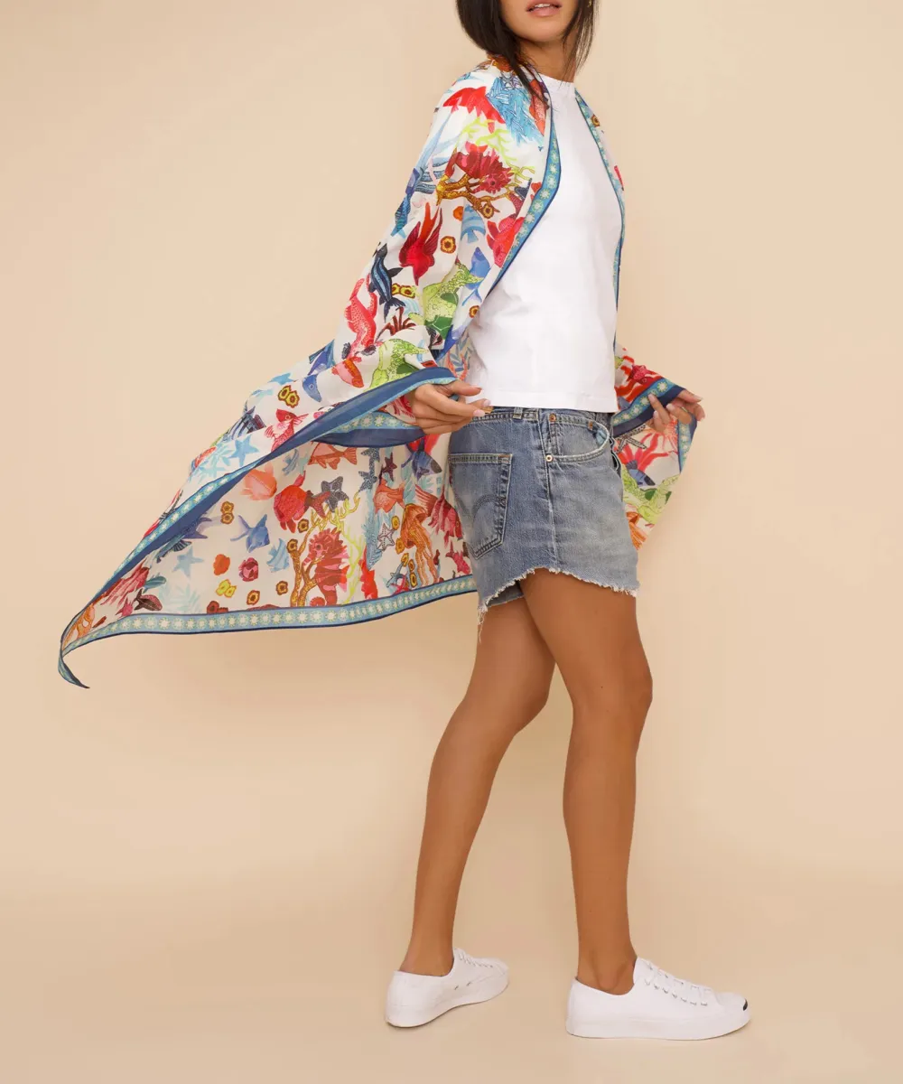 Cream Casual Style Underwater Seas  Wrap