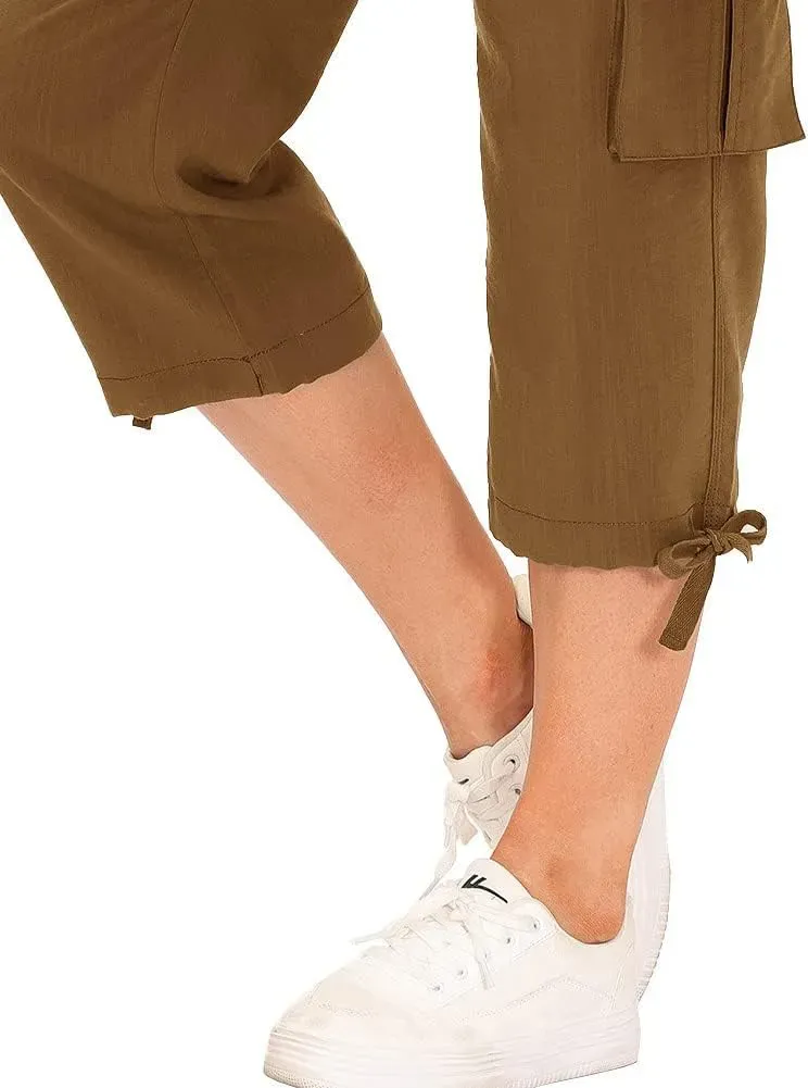 MoFiz Womens Capris with Pockets Loose Fit Casual Capri Pants Dressy Lightweight Ladies Baggy Cargo Pants for Hiking