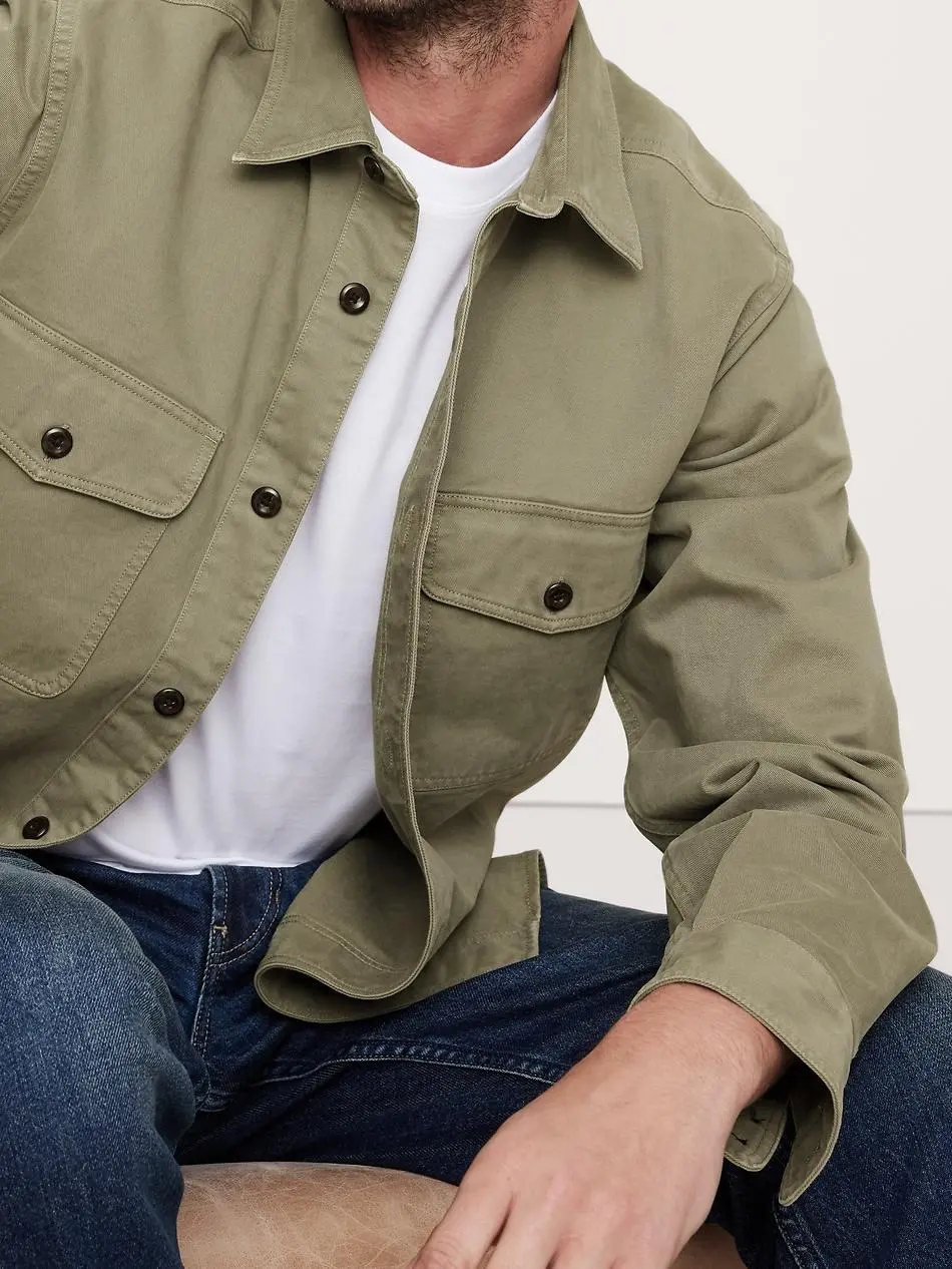 Men's Desert Sage Green Stylish Casual Cotton Jacket