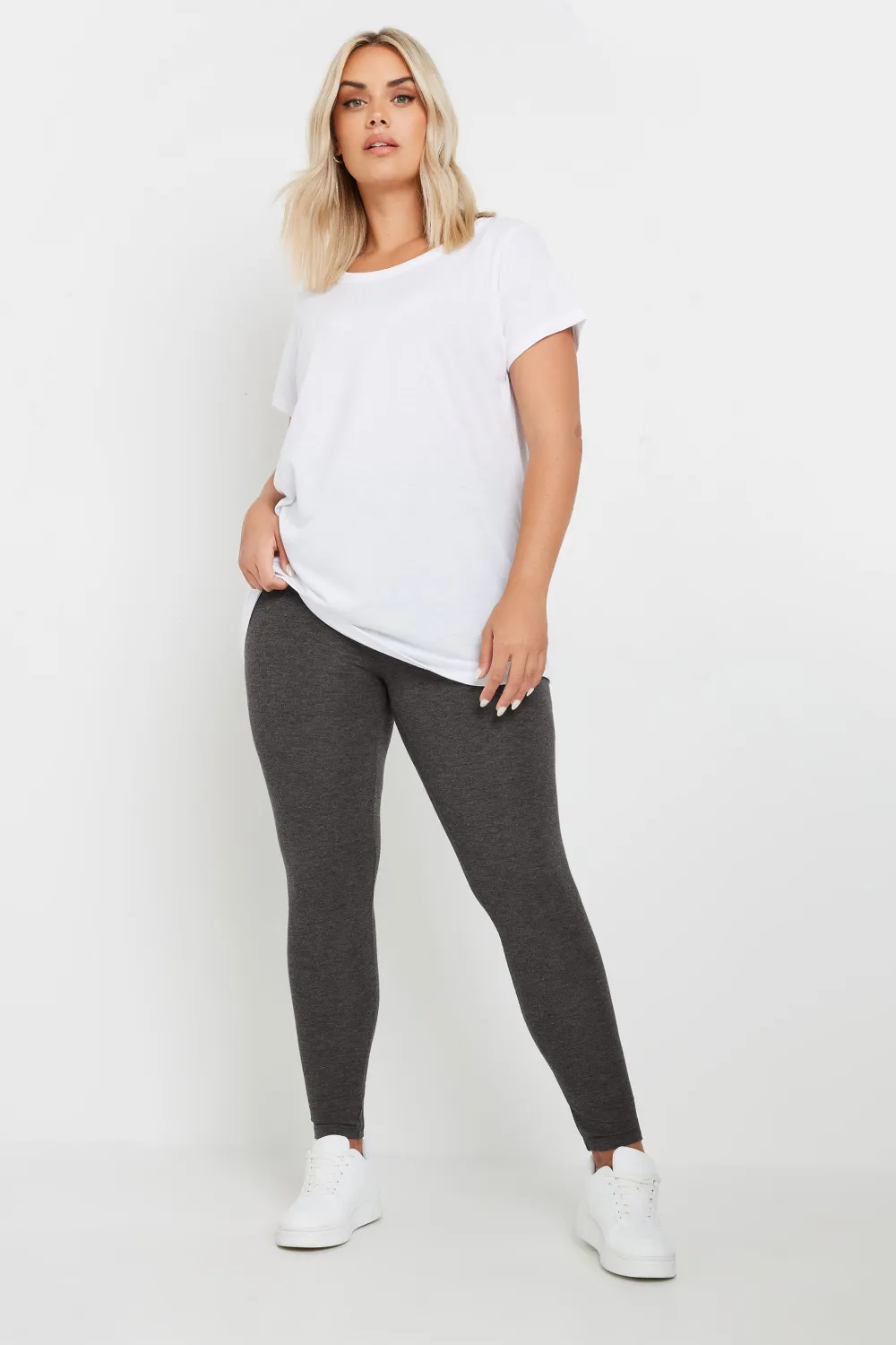 YOURS 2 PACK Curve Charcoal Grey & Black Soft Touch Stretch Leggings