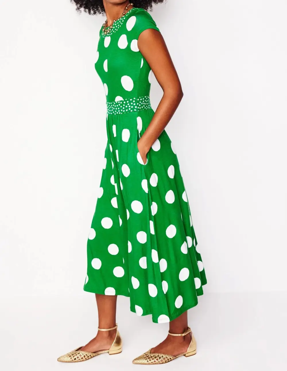 Rich Emerald Jersey Midi Dress