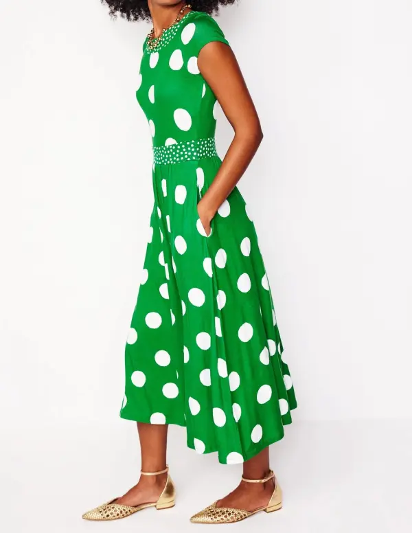 Rich Emerald Jersey Midi Dress