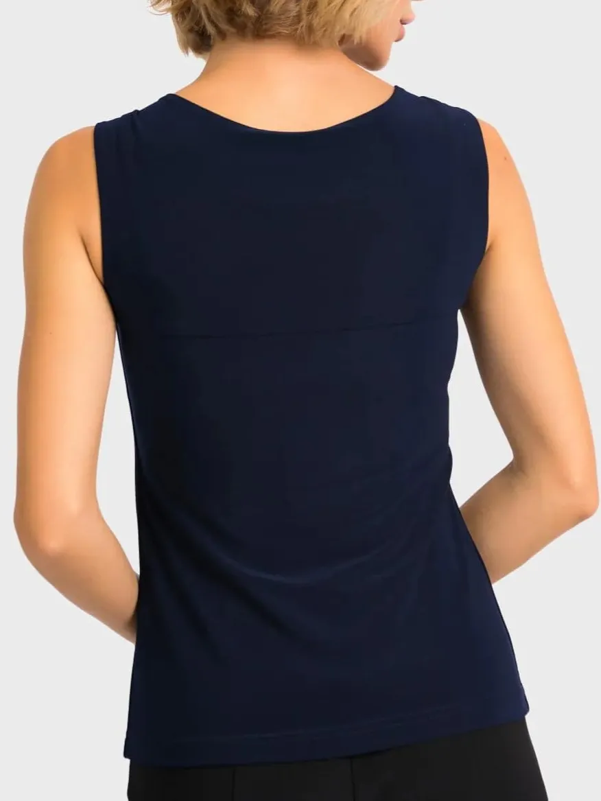 Navy Square - Neck Sleeveless Top