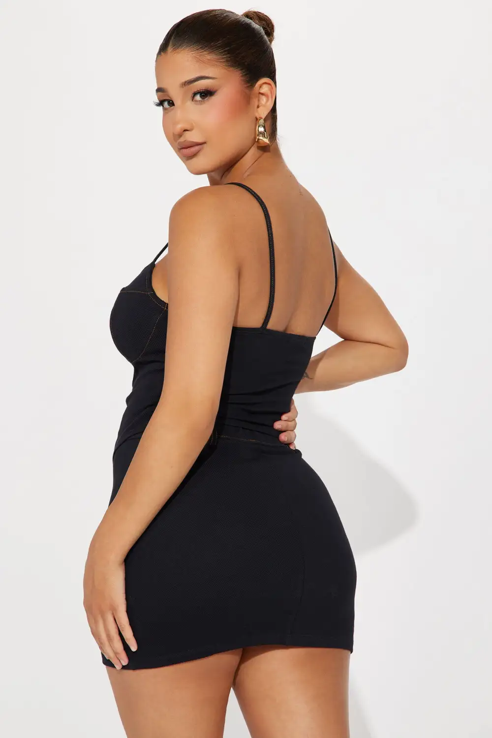 Claire Knit Denim Corset Top - Black Wash