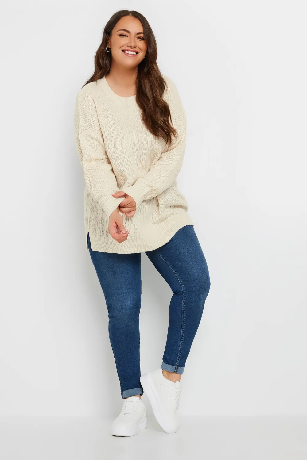 YOURS Curve Navy Blue Drop Shoulder Knitted Jumper