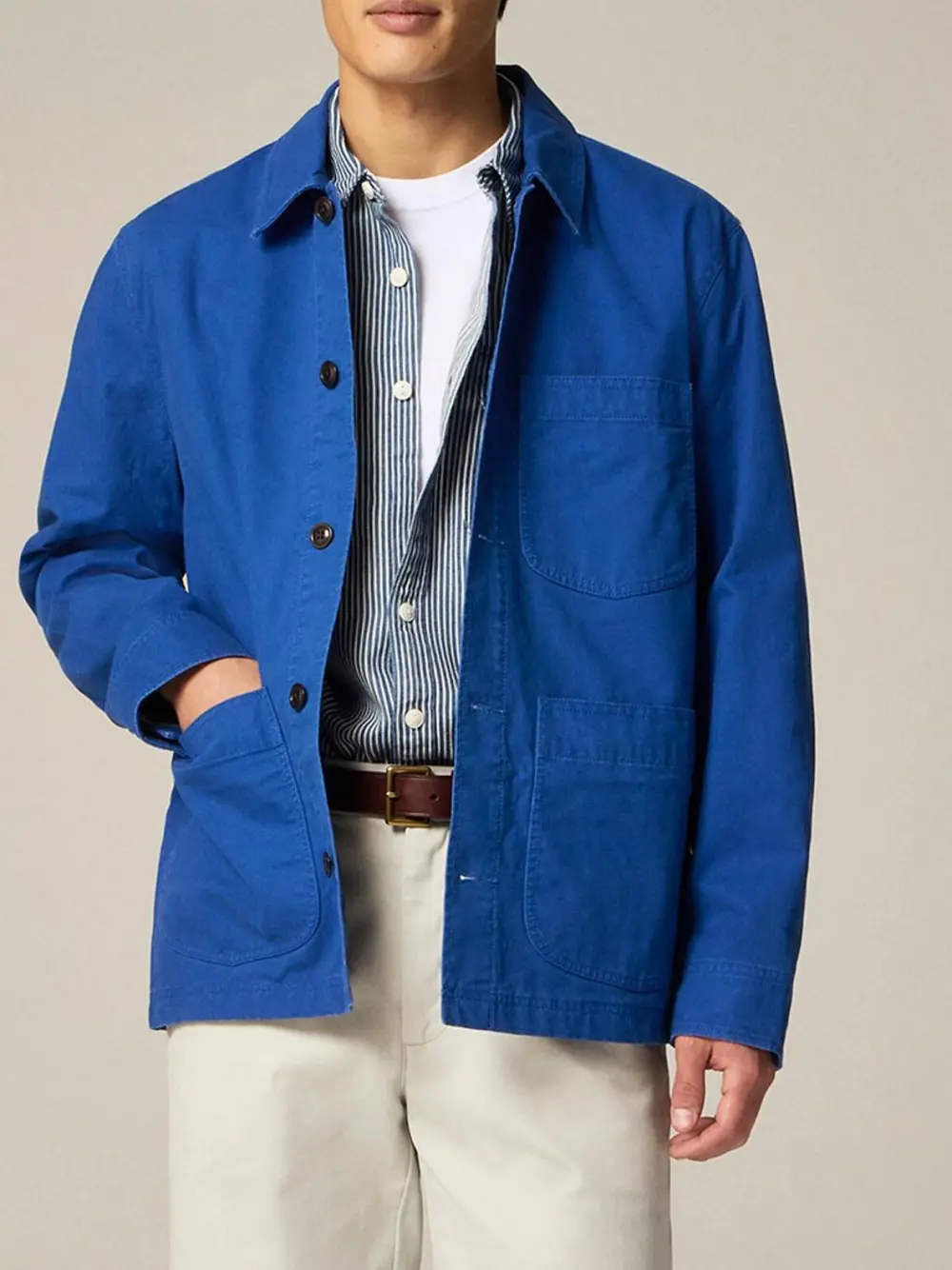 Bright Blue Cotton Twill Work Jacket