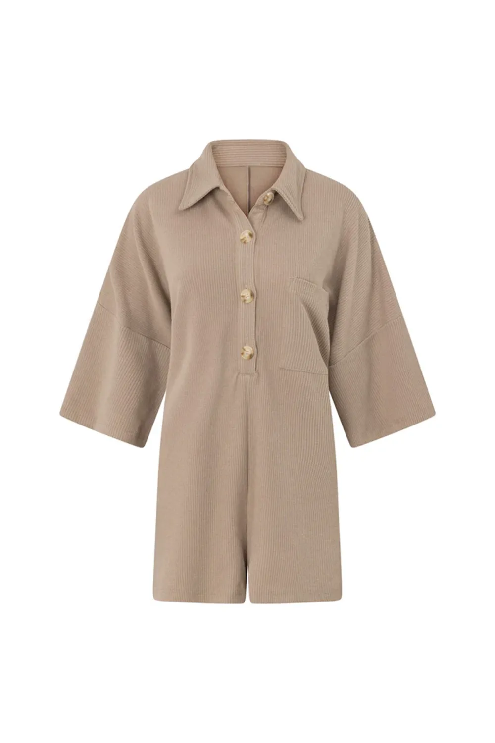 Brown Oversized Corduroy Short Jumpsuit