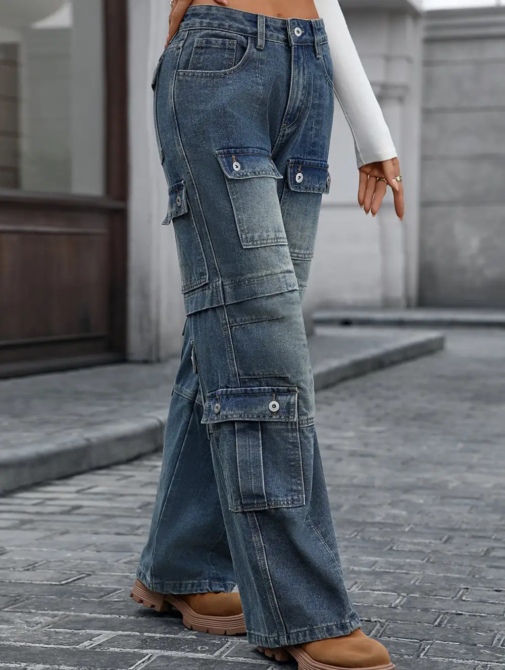Washed Heavy Duty Multi Pocket Jeans