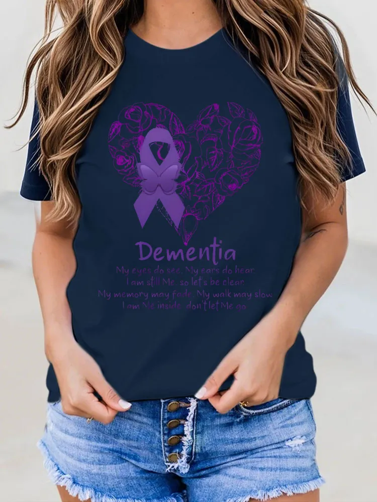 Women's Alzheimer's Awareness Floral Print T-Shirt