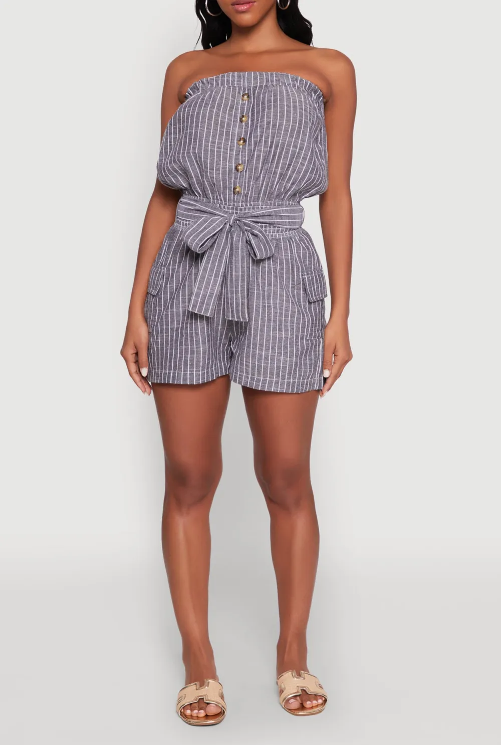 Striped Short Jumpsuit