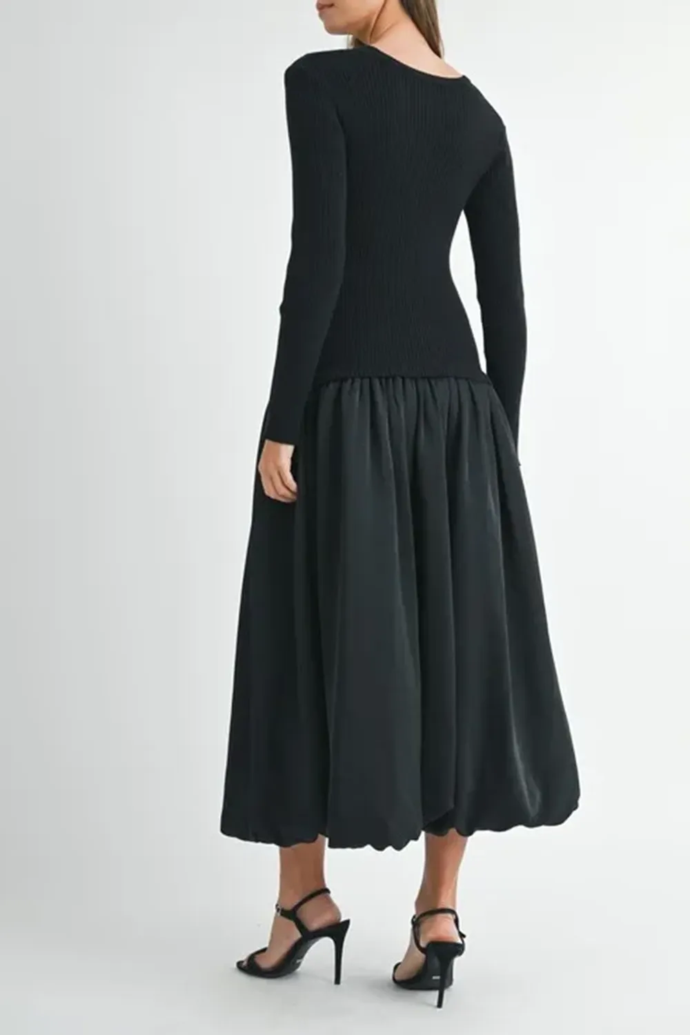 Minimalist Temperament Black Sweater Dress