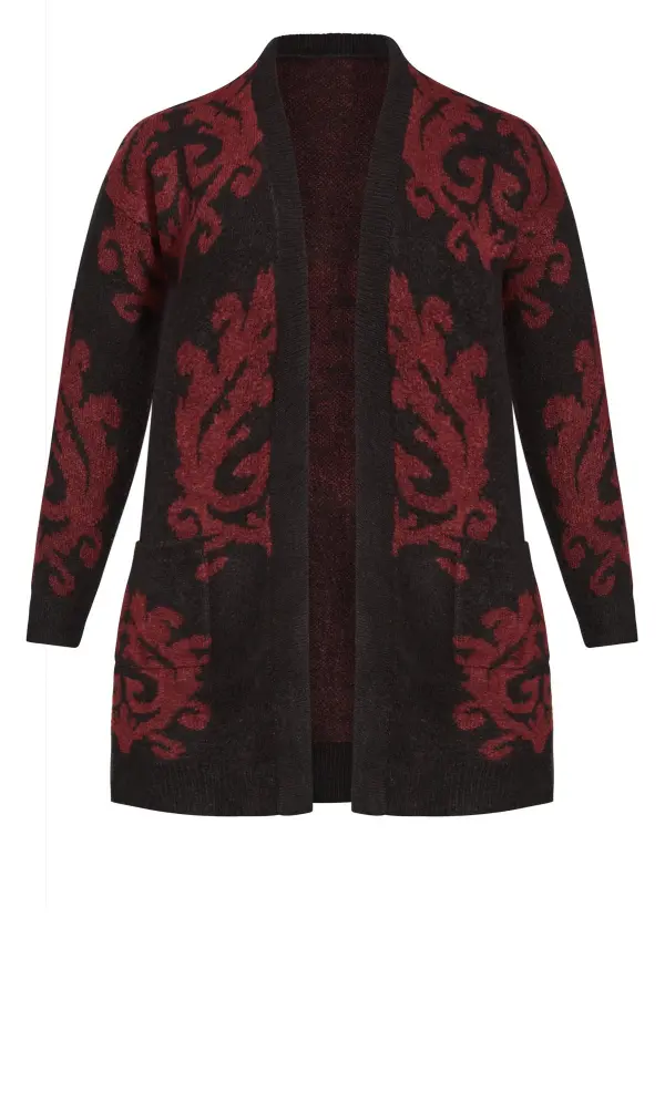 Evans Black & Red Knitted Cardigan