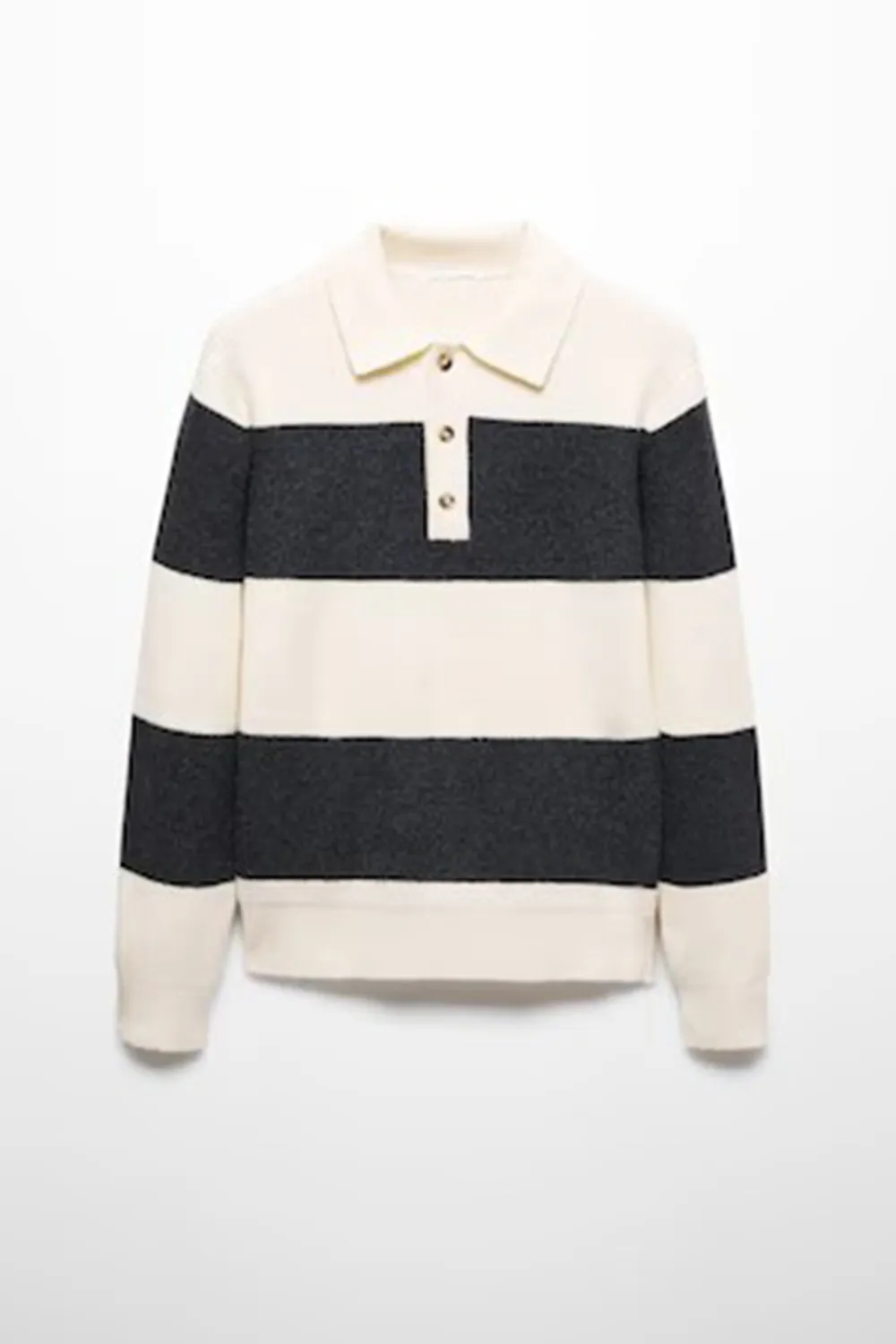 Ribbed Striped Knitted Polo Shirt