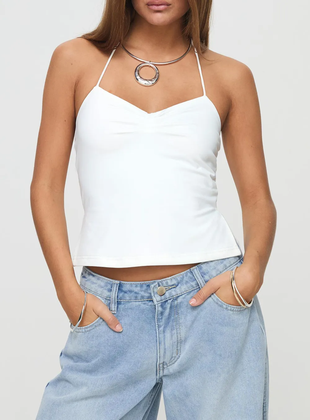 White Spaghetti Strap Tank Top
