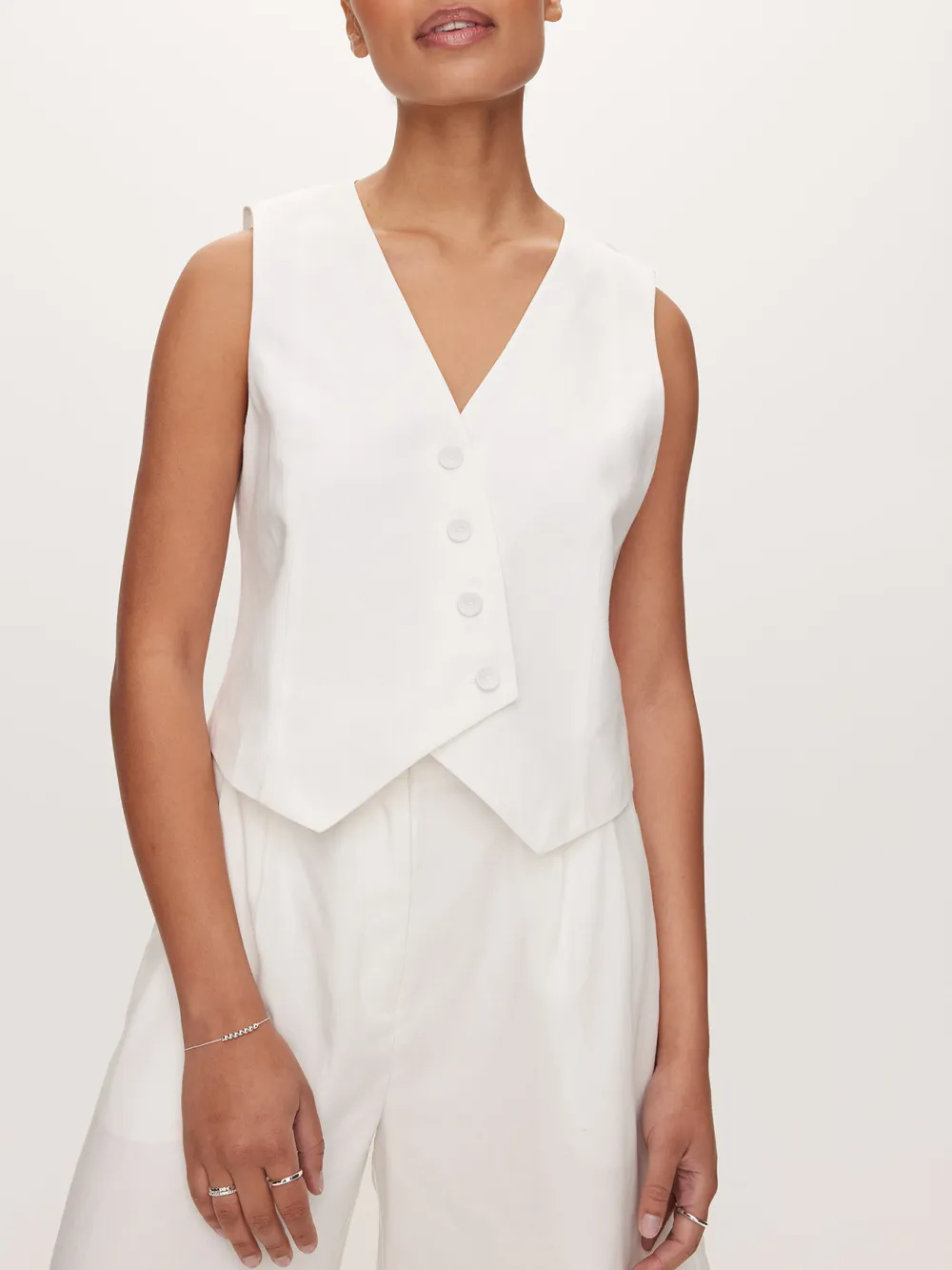 White Asymmetrical Vest