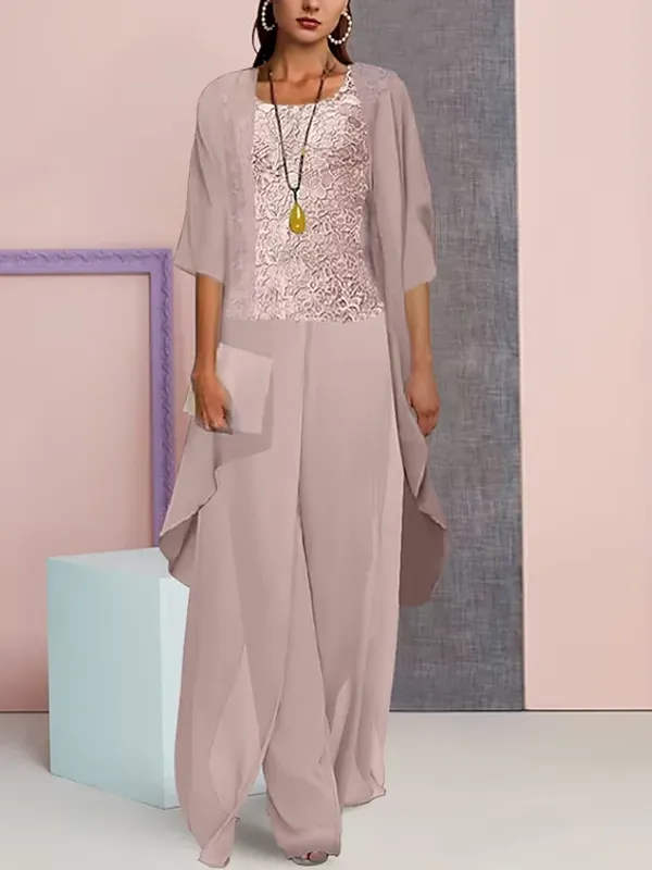 Lace Sleeveless Tank Top Trousers Three-piece Suit